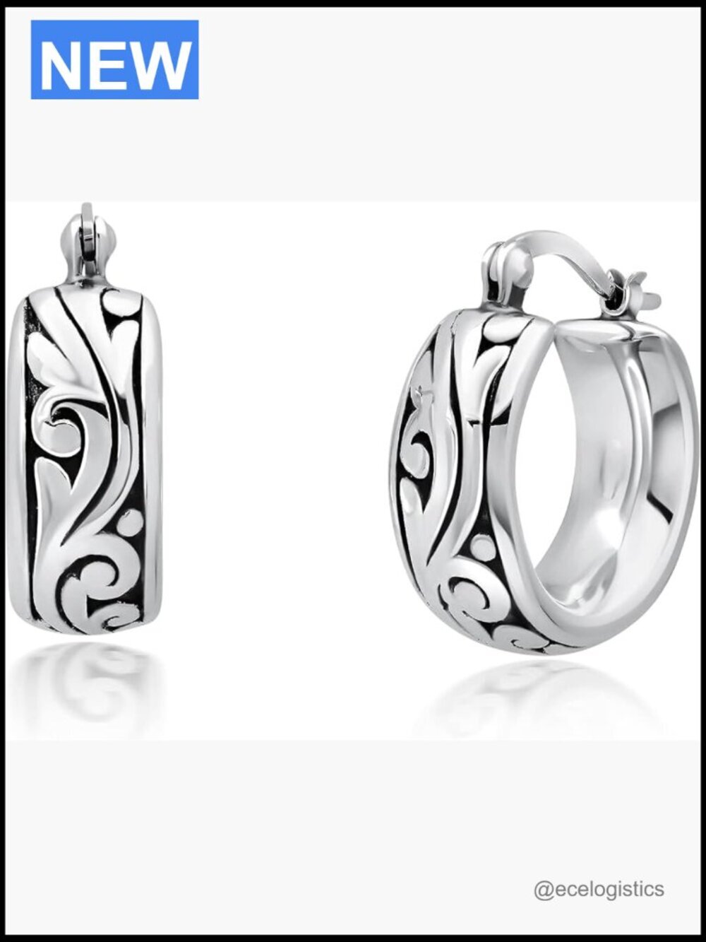 925 Sterling Silver Lightweight Chunky Hoop Earrings